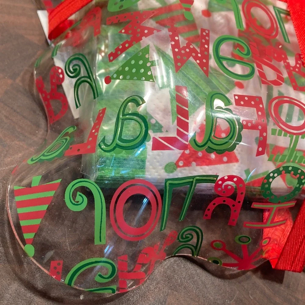 Festive Christmas Party Napkins Set with Red Ribbon